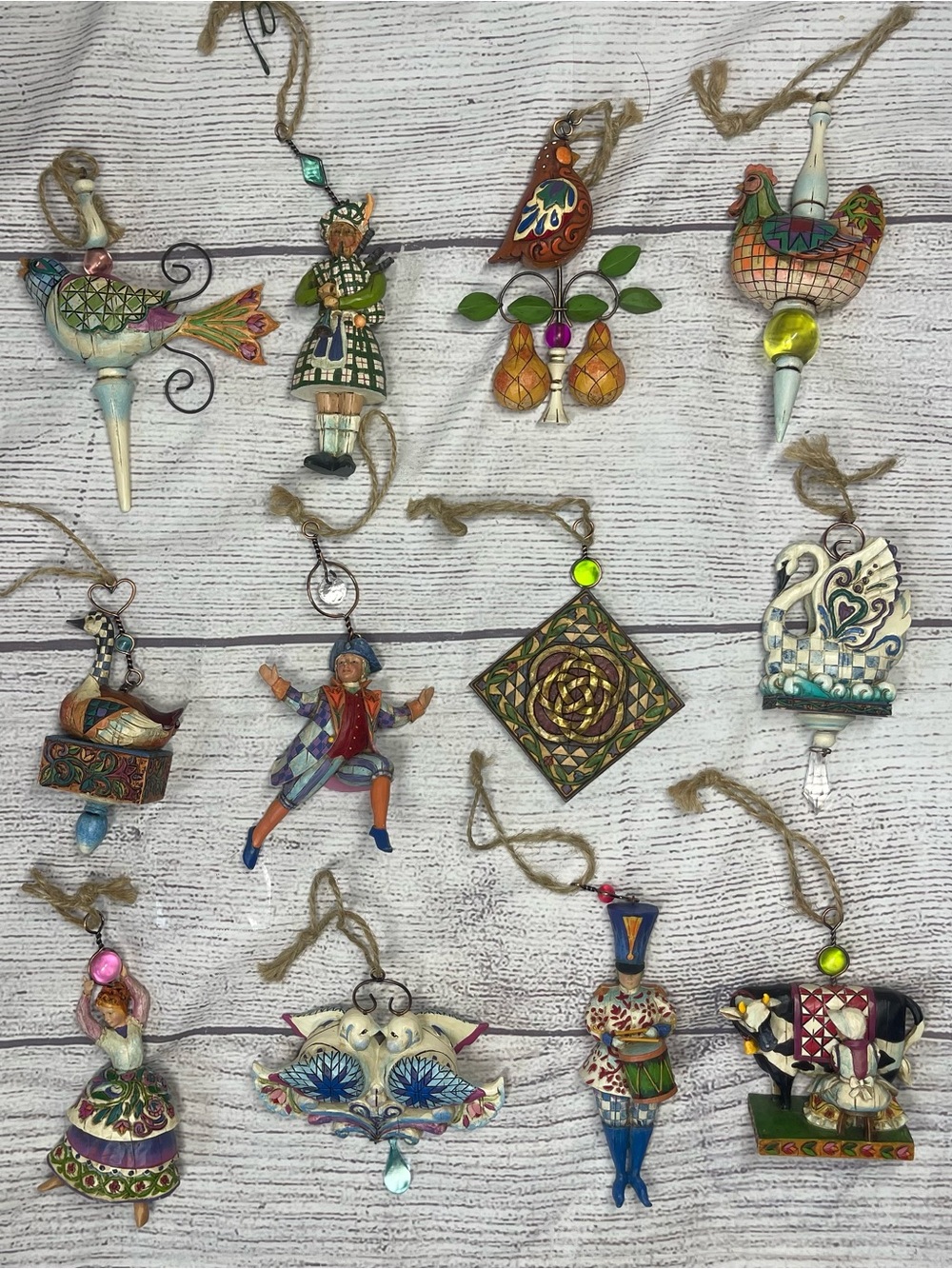Jim Shore 12 Days of Christmas Ornament Set 12 Pieces 2005 Retired
